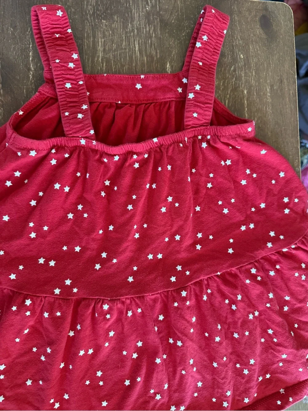 Carter's Red Star Print Tiered Sleeveless Dress